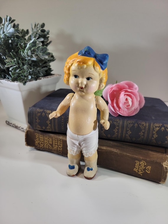 Sweet Composition doll with frozen legs, and movable arms, dressed in  panties, socks and shoes, vintage 1940's