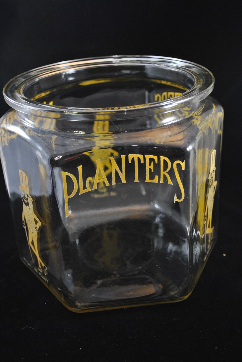 Vintage Planter's Peanut jar with Mr. Peanut logo yellow | Etsy