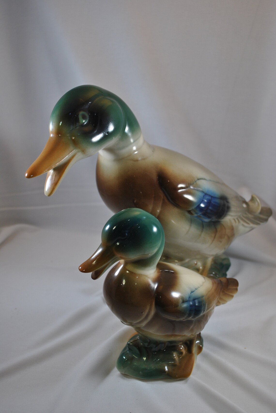 Pair of Ceramic Mallard Ducks Collectible Figurine Large Etsy
