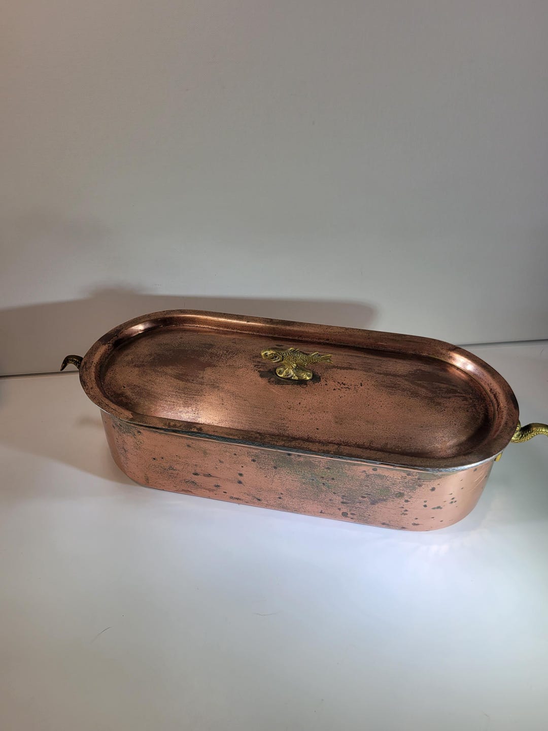 Fabulous Wagner Copper Fish Poacher With Lid Natural Patina Poaching fabulous-wagner-copper-fish-poacher-with-lid-natural-patina-poaching