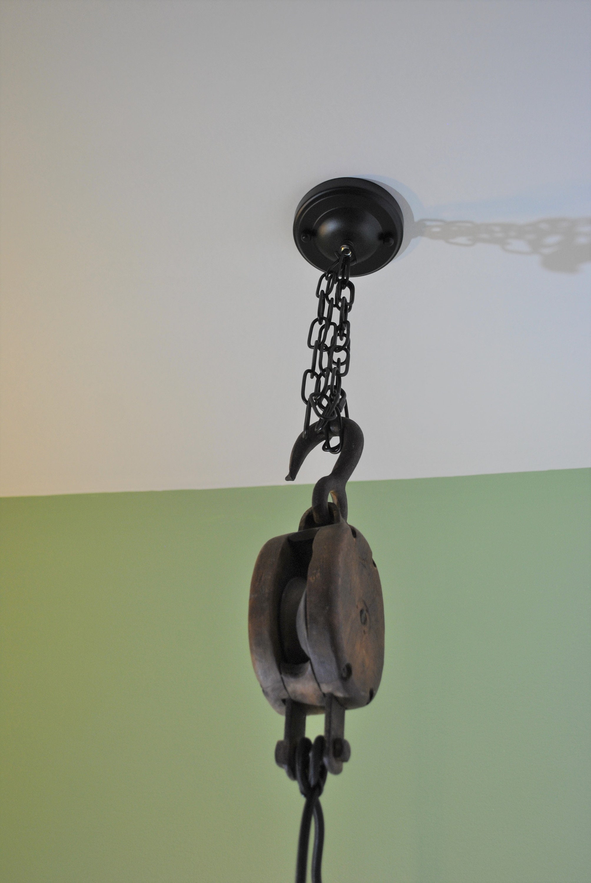 Genuine Wooden Block and Tackle Pulley Light Fixture Rustic Etsy