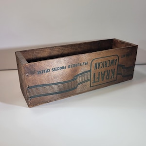 Vintage wooden cheese box, 5lb size, Kraft American cheese, storage, farm house decor