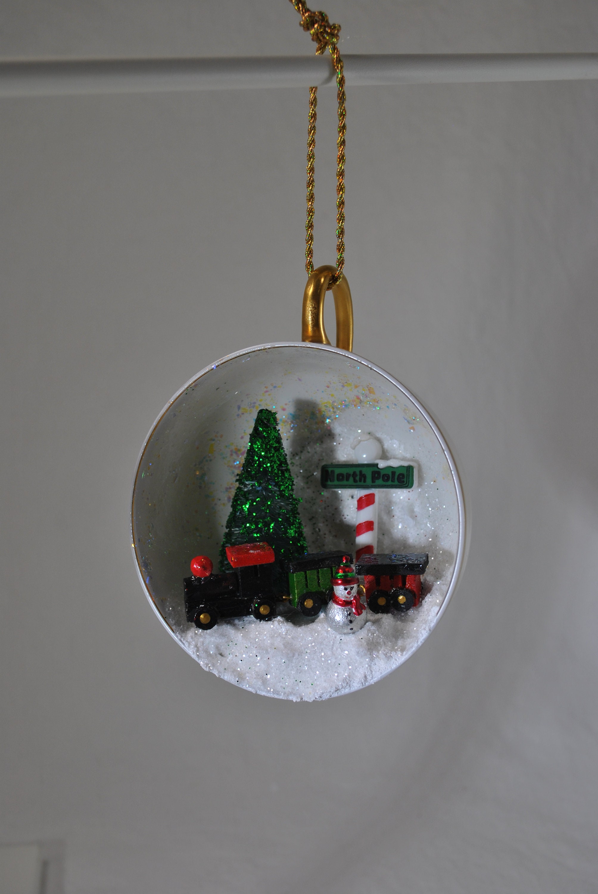 Tiny Train Travels to the North Pole in a Vintage Teacup Full | Etsy