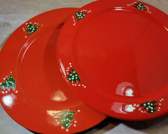 Waechtersbach red dishes with Christmas tree serving platters, choice from 2, ceramic, holiday kitchen