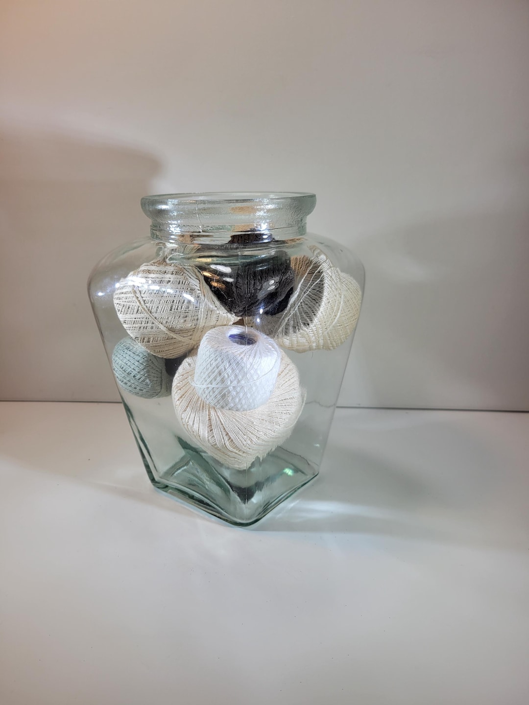 Vintage Thread Balls/spools in a Large, Old Glass Jar, Home Decor ...