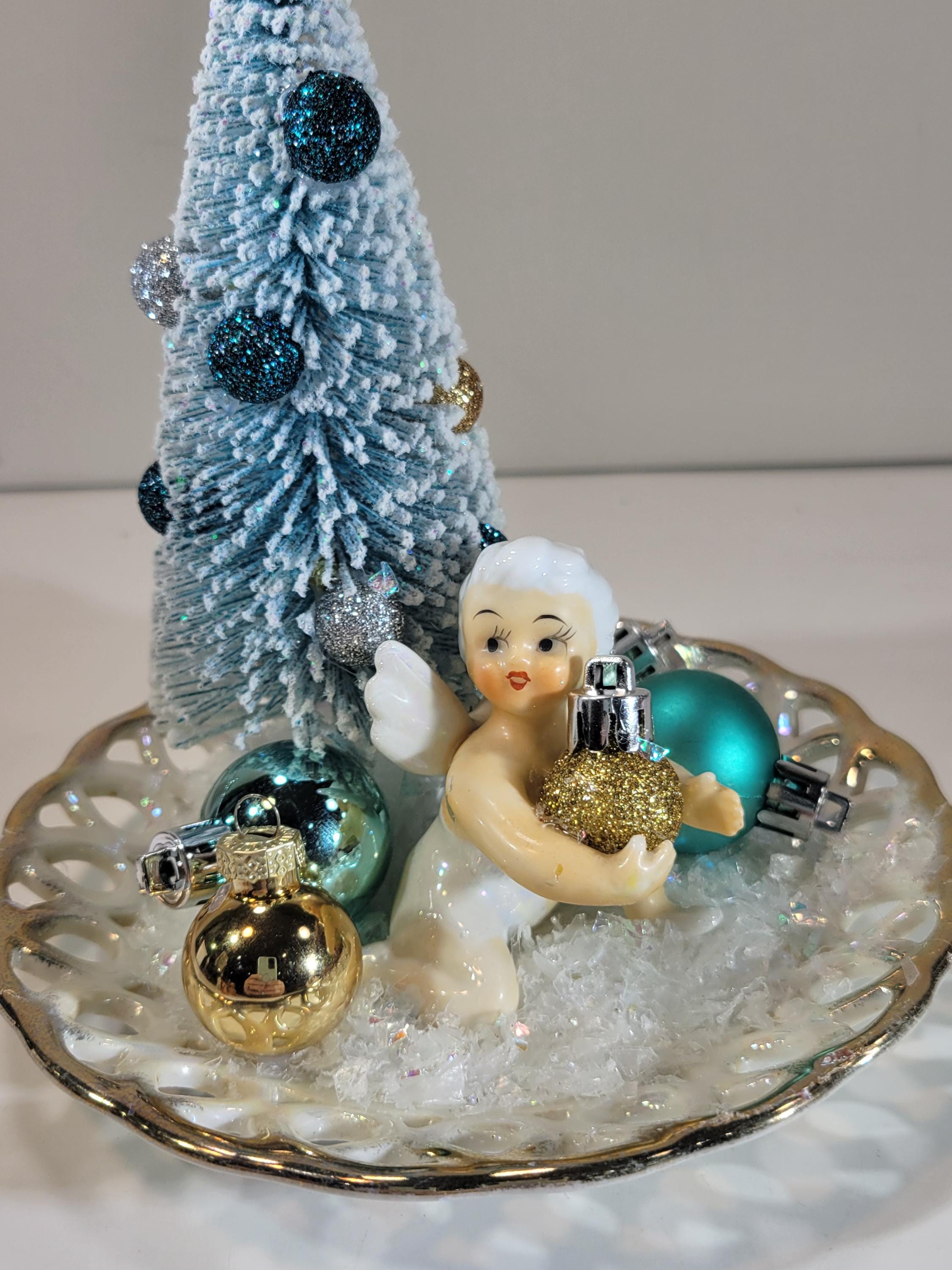 1950年代ビンテージ物 妖精エルフのクリスマス置物プランター 1950年代