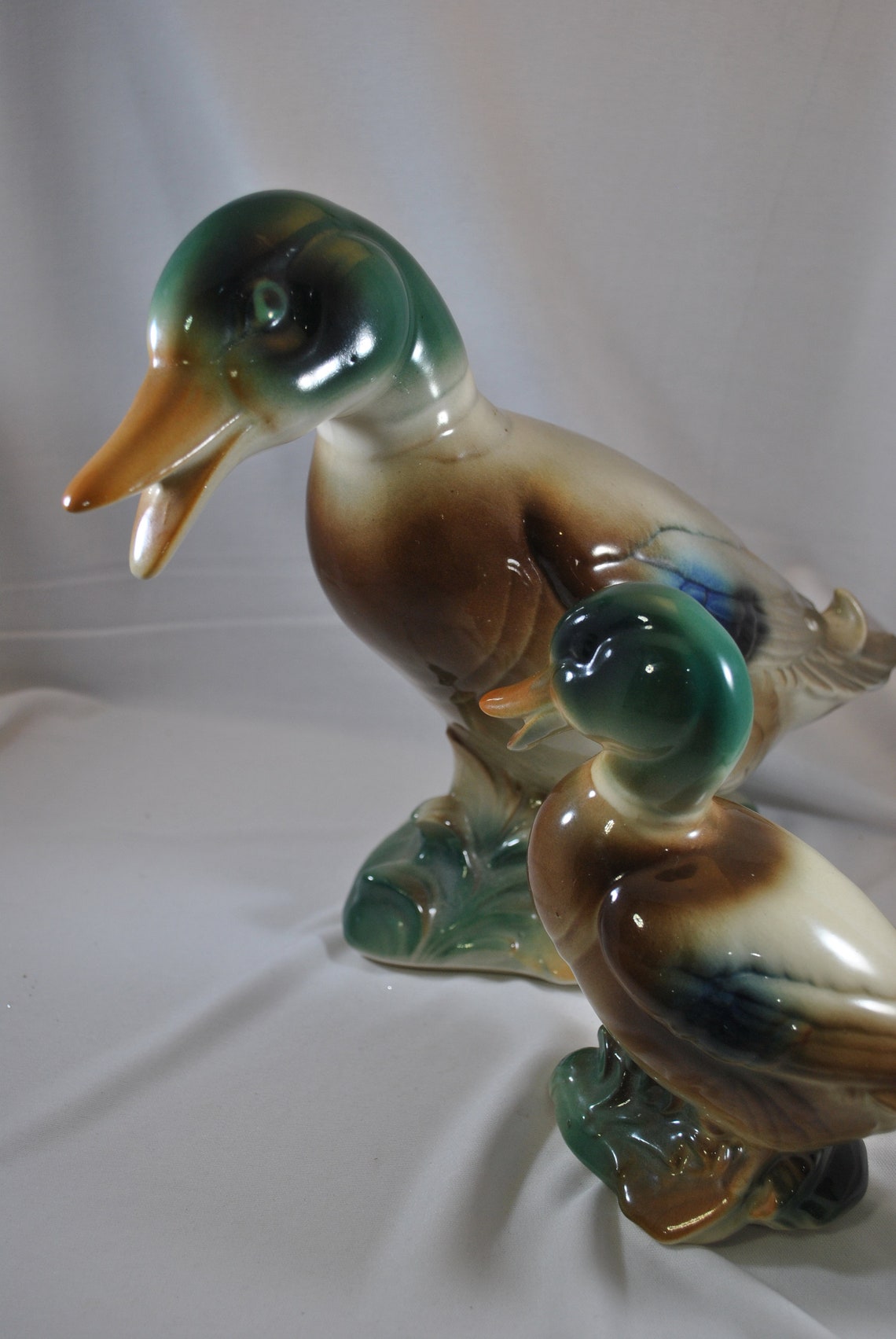 Pair of Ceramic Mallard Ducks Collectible Figurine Large Etsy