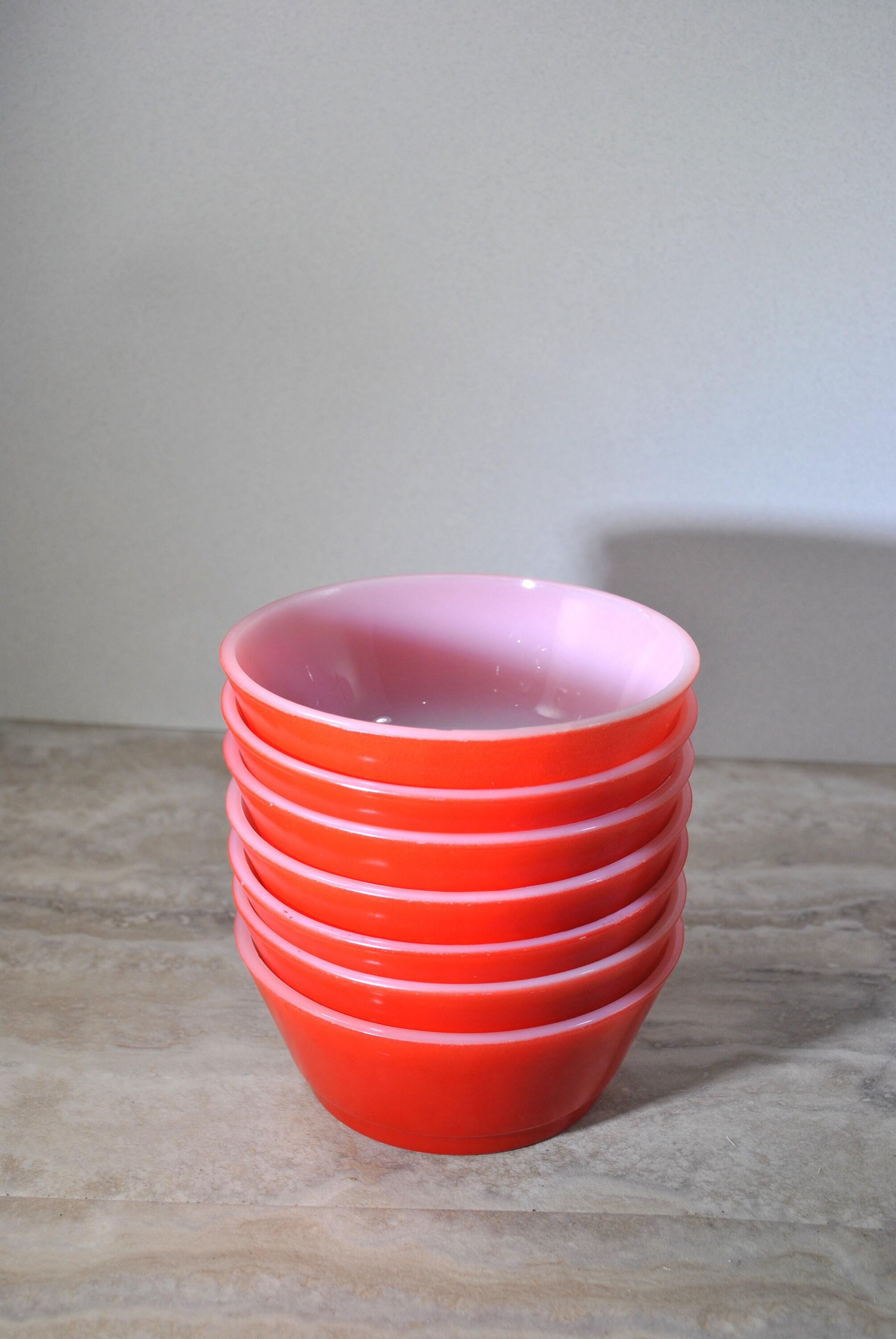 7 Anchor Hocking Red Fire King Bowls Glass Collectible Small Etsy