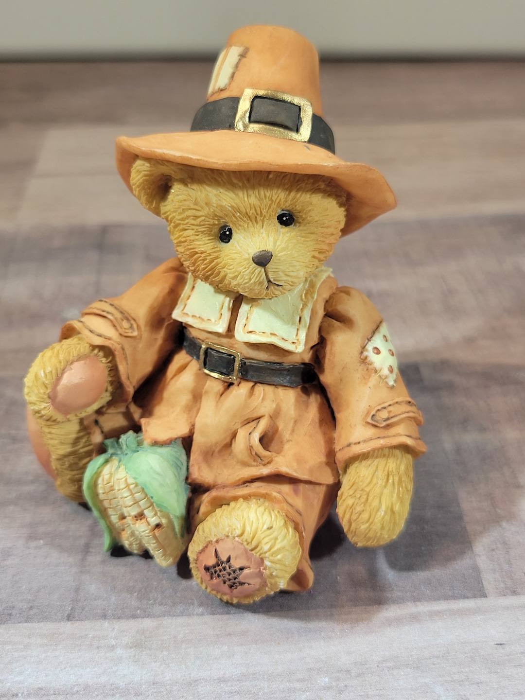 Cute Cherished Teddies Thanksgiving Bear Figurine, Miles Bear