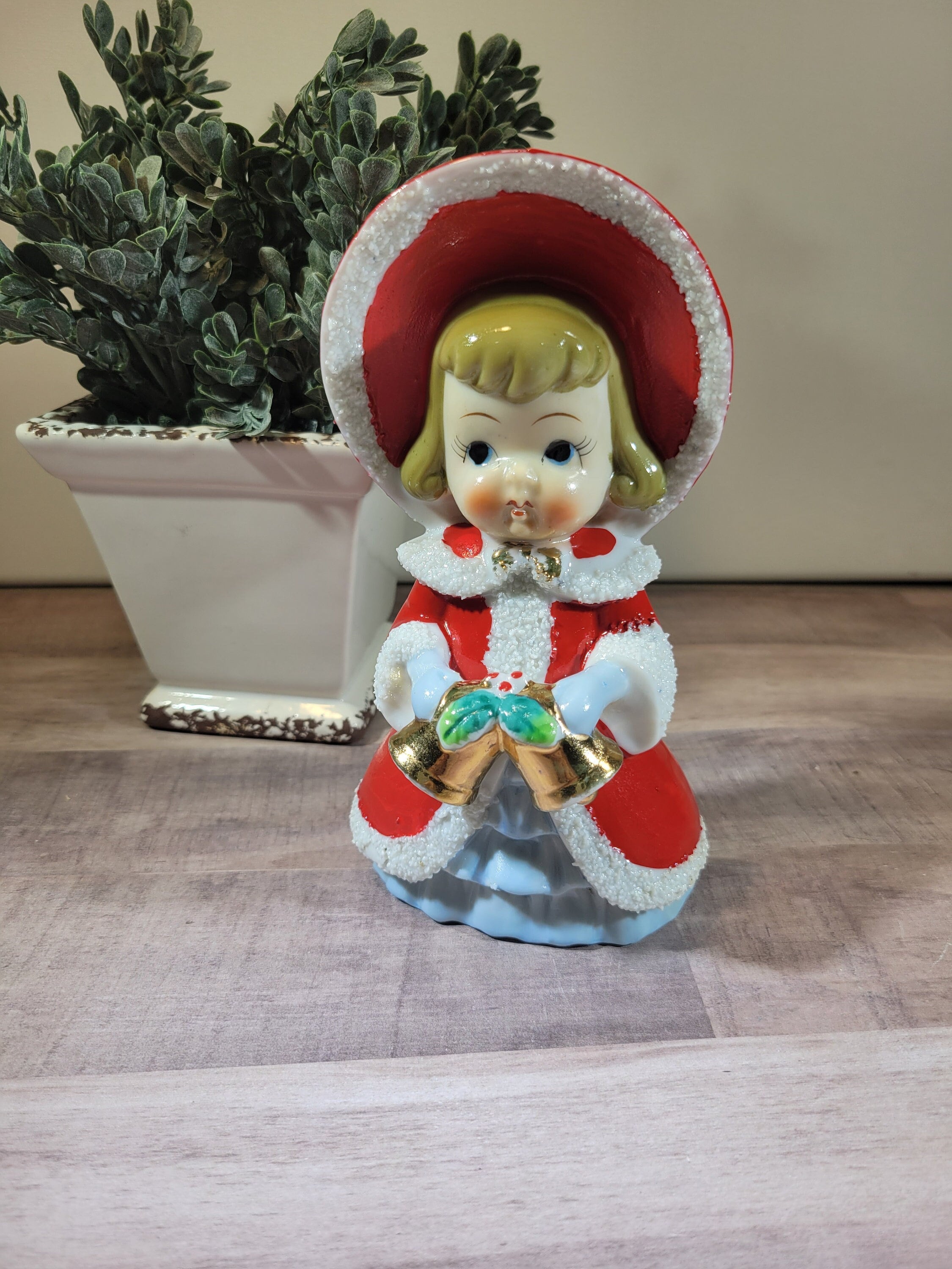 Victorian Christmas Girl With Bells, Ceramic, Made by Thames