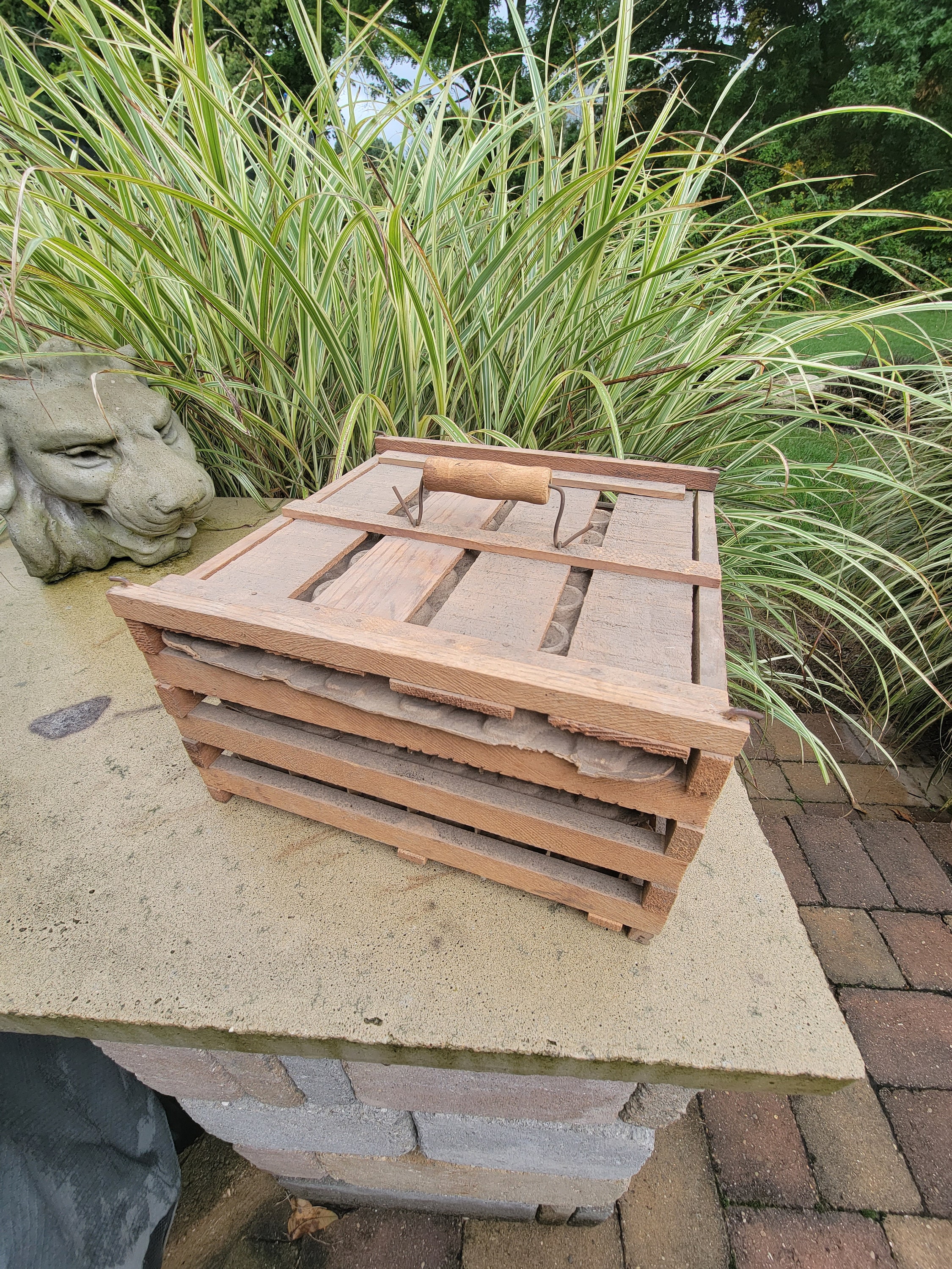 Vintage Egg Crate, Wooden Egg Carrier for 72 Eggs, Farmhouse Decor