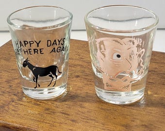 Vintage Funny Shot Glass: Floating Eye or Horse - Novelty Barware