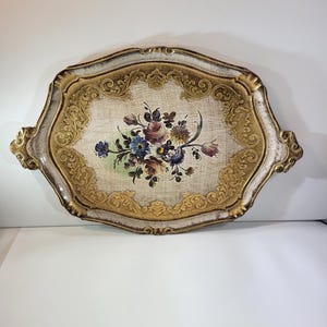 Gorgeous Italian Florentine tray, gold and floral wood tray, home decor, wedding decor