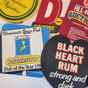 Assortment of 10 coasters, vintage, cardboard beer, soda alcohol advertising coasters