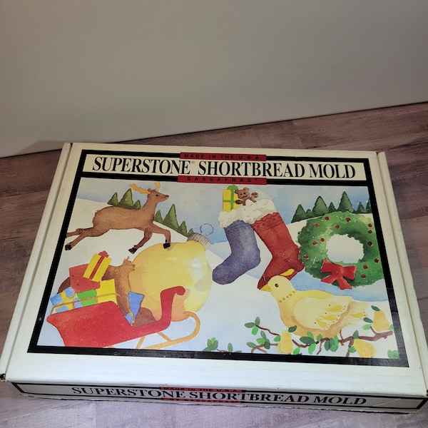 Moule à sablés Superstone Sassafras, IOB, 1993 Moule à biscuits en argile de Noël