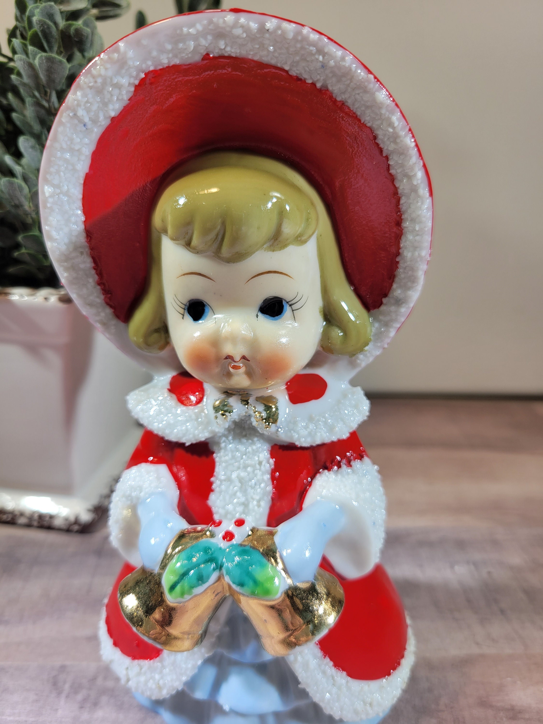 Victorian Christmas Girl With Bells, Ceramic, Made by Thames