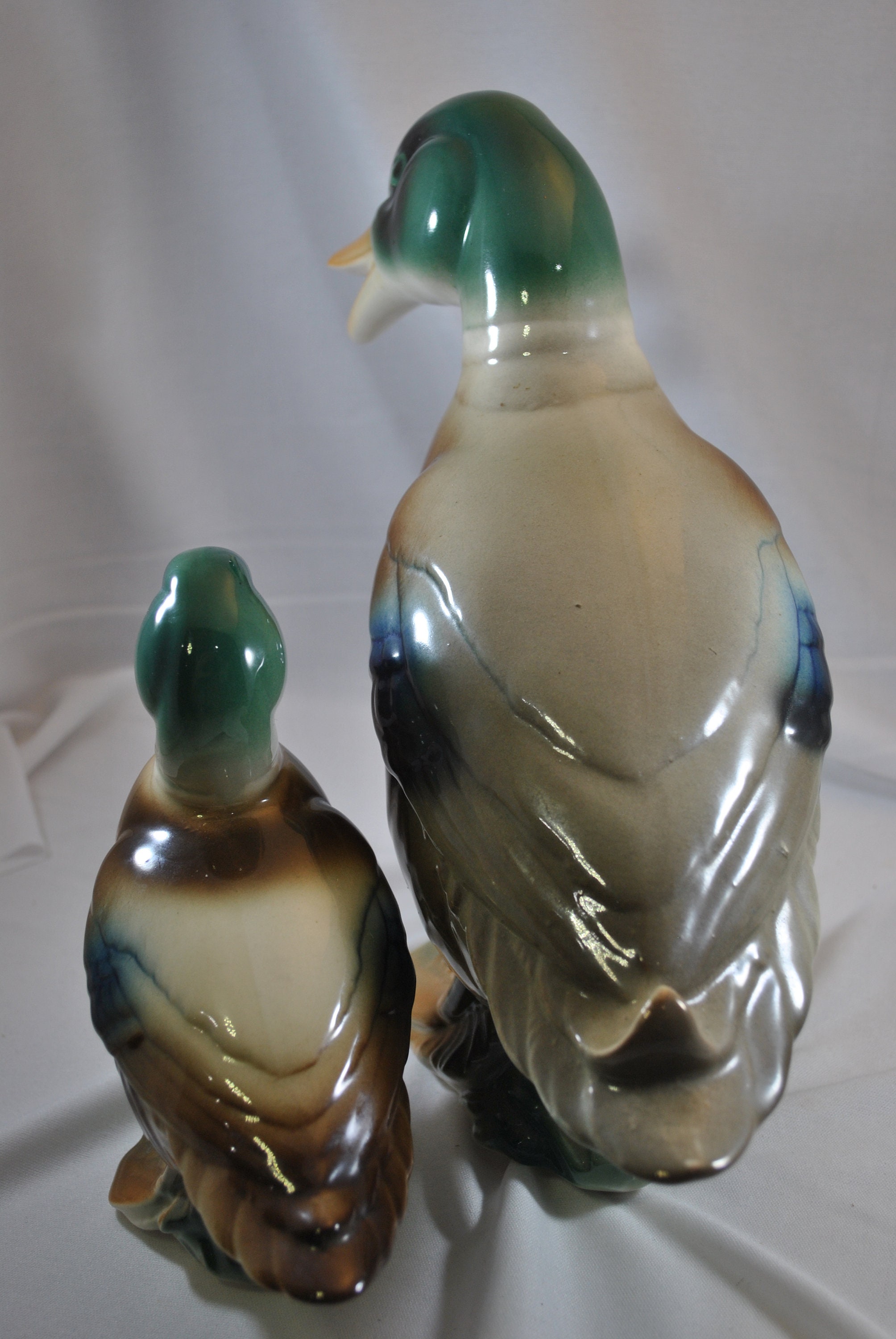 Pair of Ceramic Mallard Ducks Collectible Figurine Large Etsy