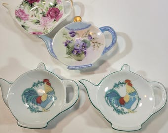 Choice of tea bag holders, rooster or flowers, kitchen ware