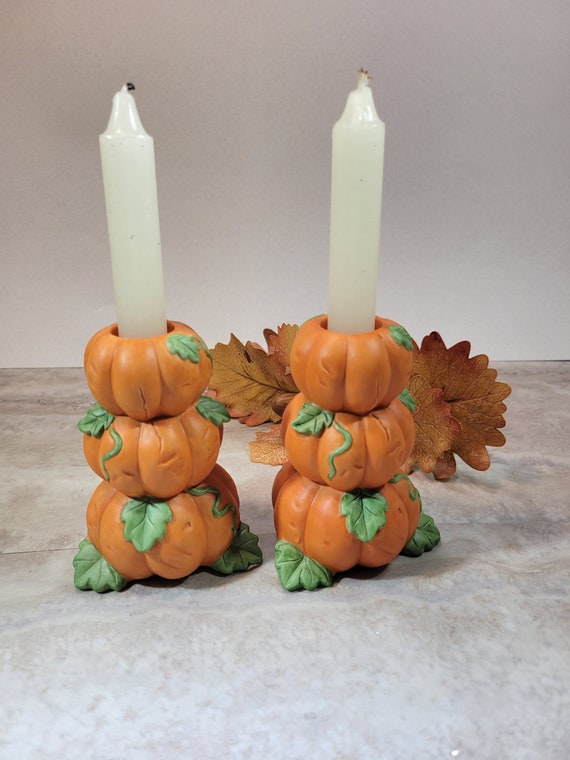 Stack of Pumpkins Candle Holders Collectible Halloween Etsy