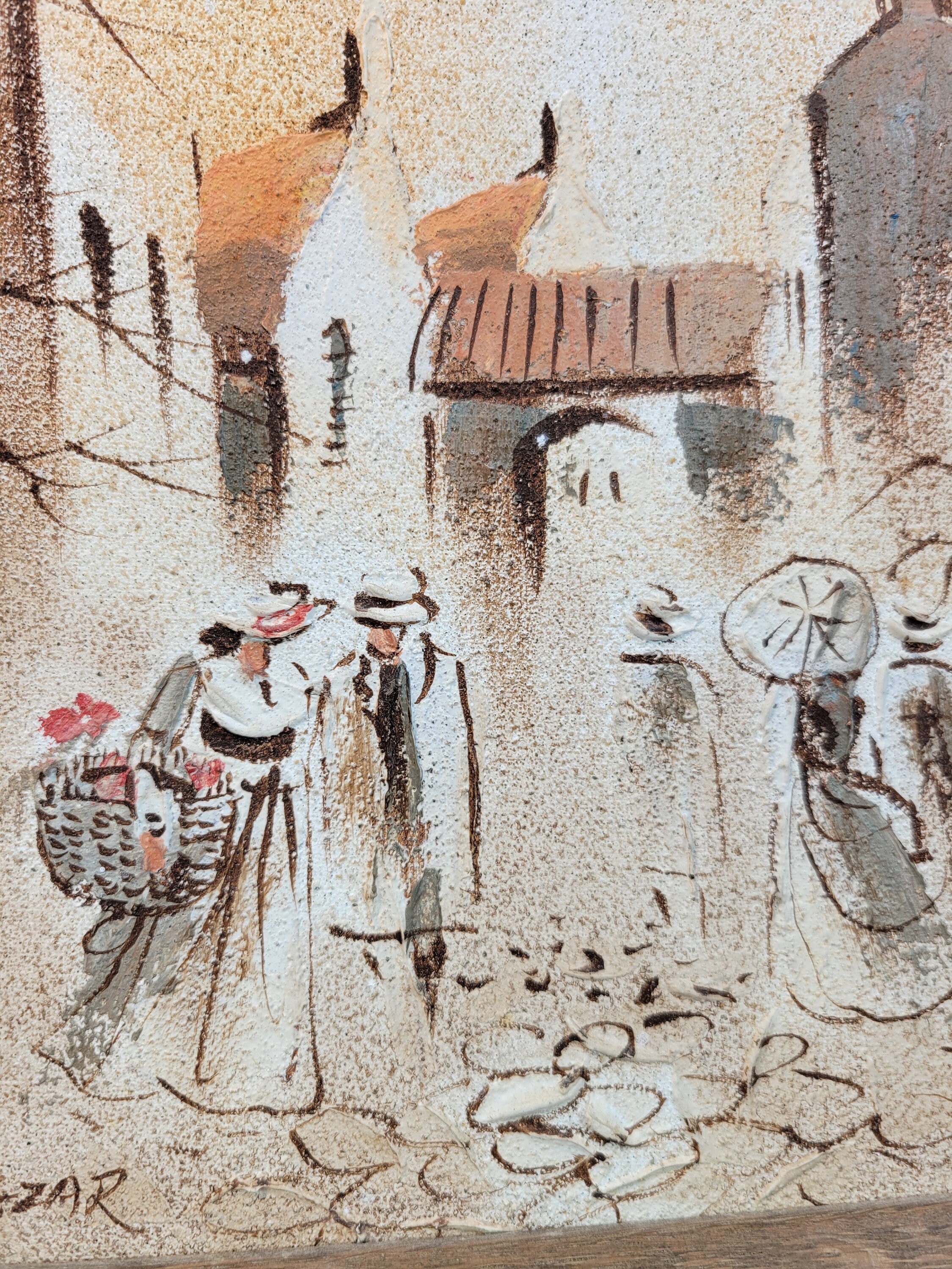 1970's Boris Chezar Original , Signed Oil and Sand Painting