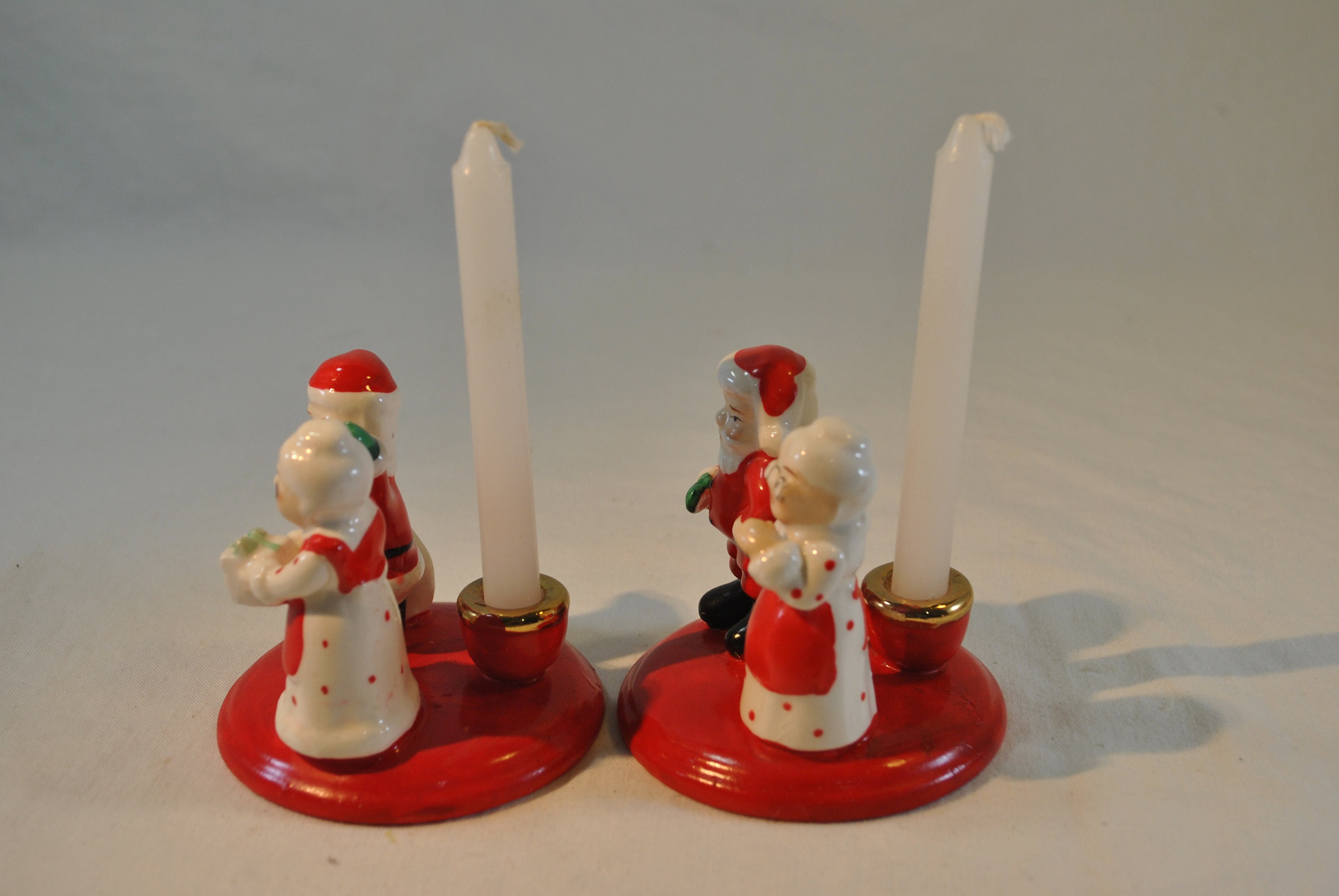 Santa and Mrs. Claus Candle Holders Set of 2 Christmas | Etsy