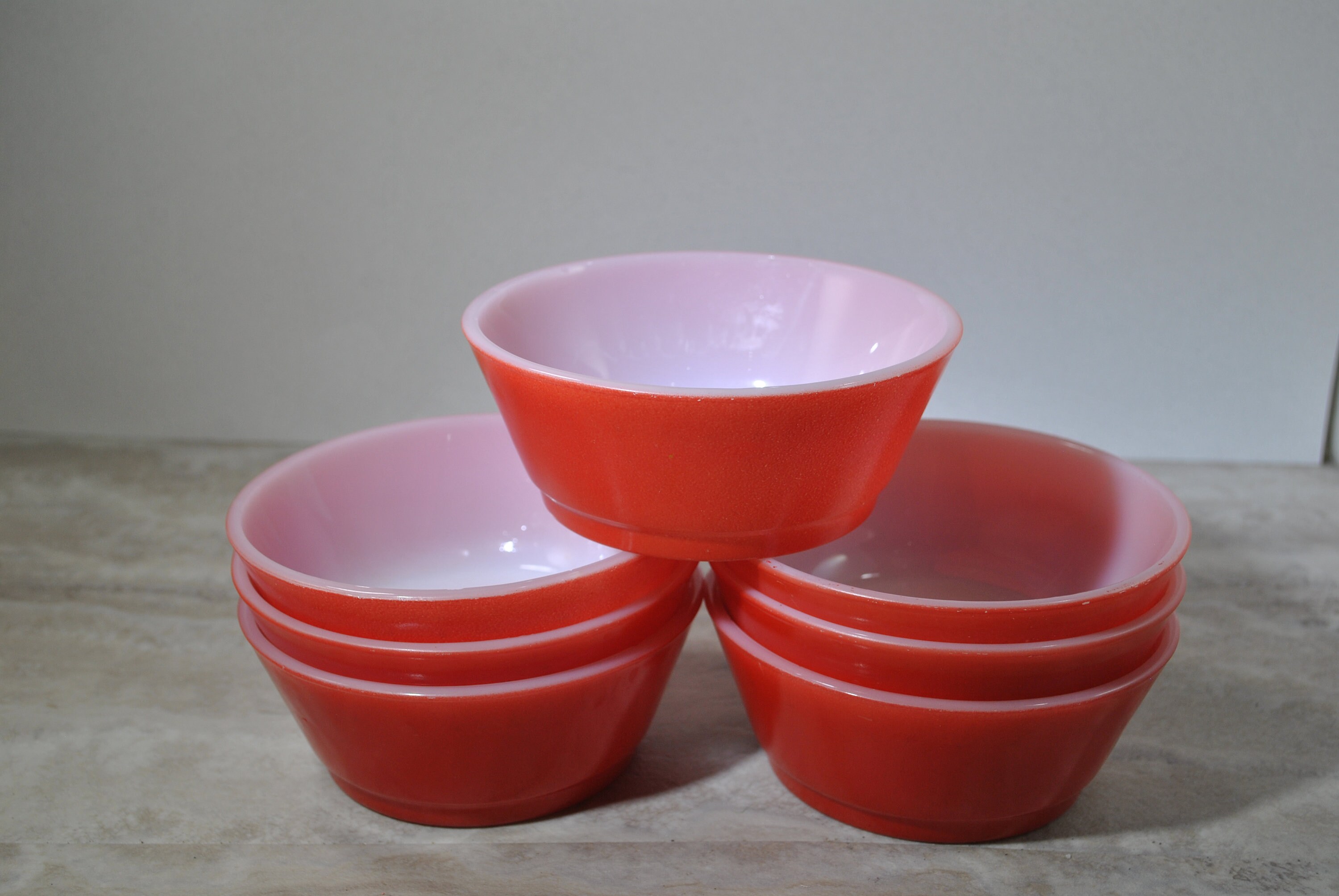 7 Anchor Hocking Red Fire King Bowls Glass Collectible Small Etsy