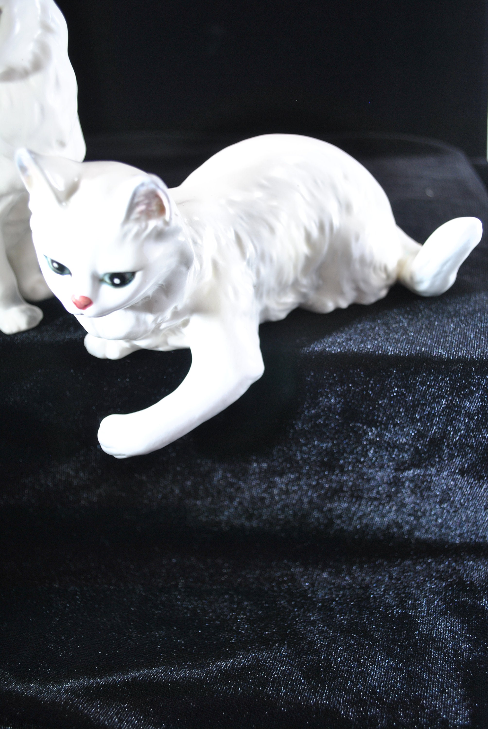 Set of 2 Lefton Porcelain Cat Shelf Sitter Figurines Playful | Etsy