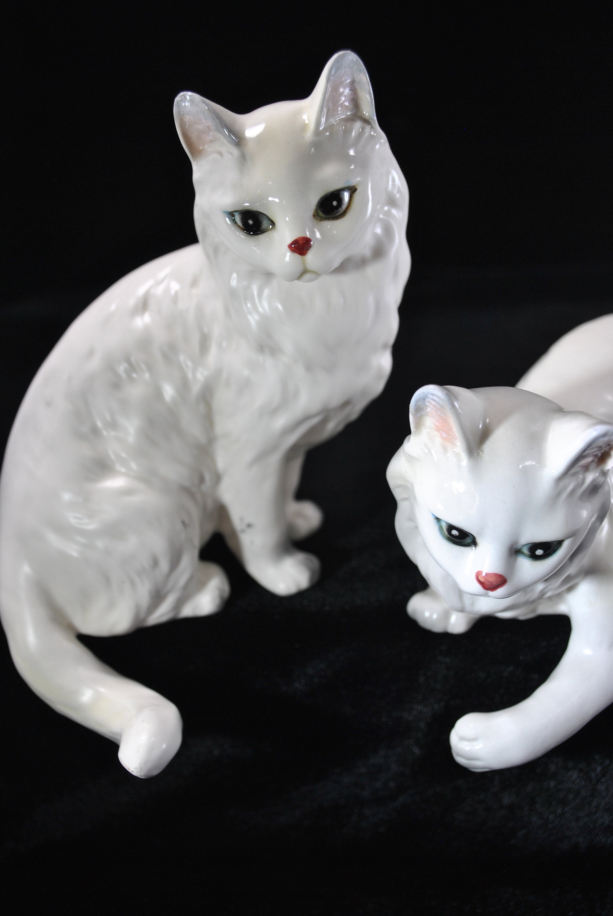 Set of 2 Lefton Porcelain Cat Shelf Sitter Figurines Playful | Etsy