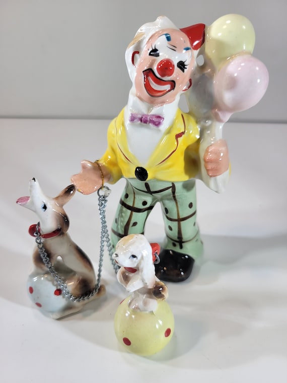 多色 陶器製 ピエロ像