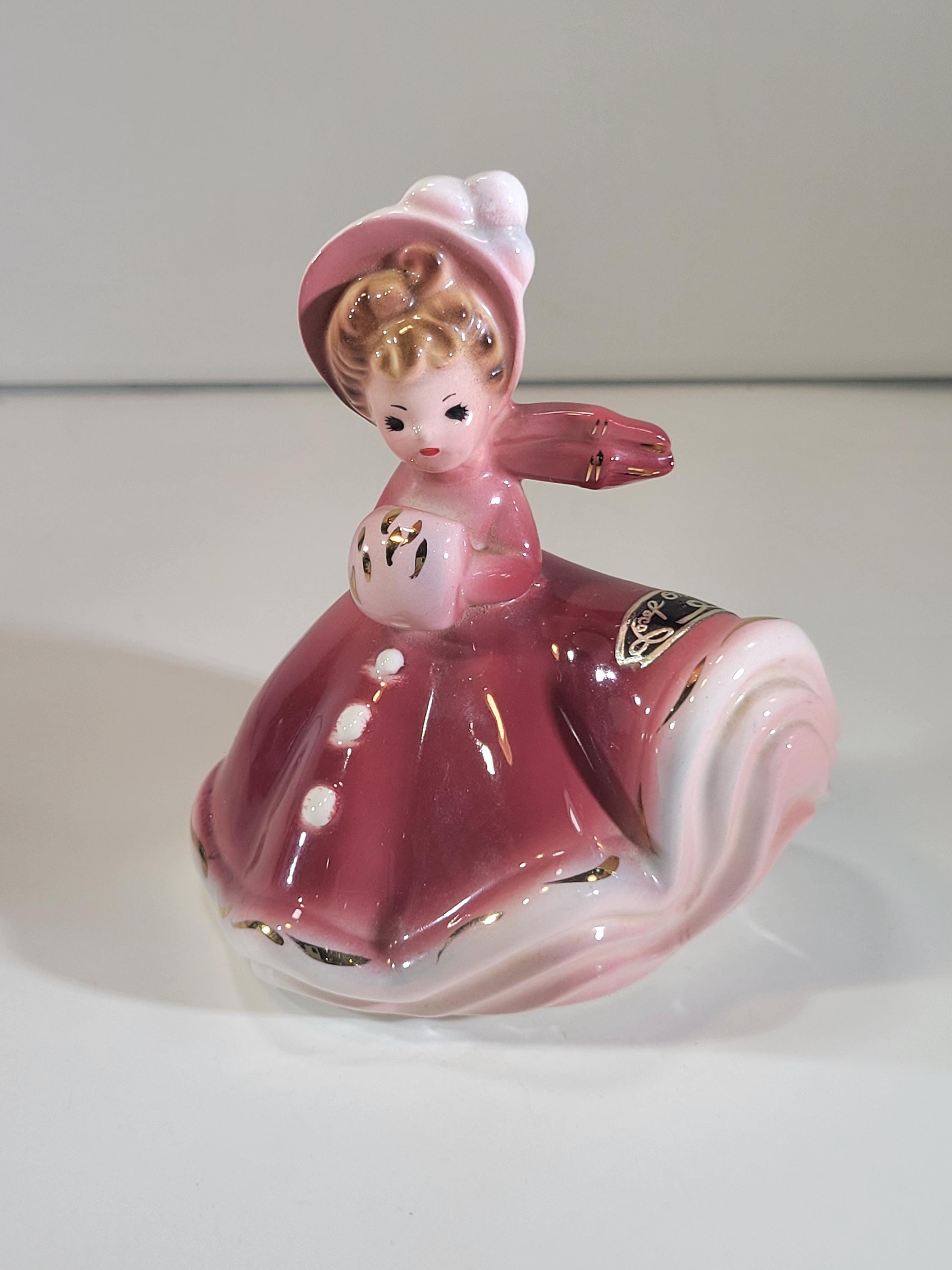 Charming Josef Originals Christmas Girl Figurine, Girl in Maroon