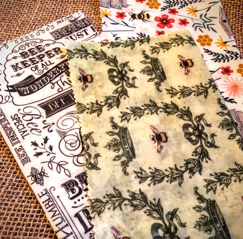 Organic Beeswax Wraps set of Three Etsy