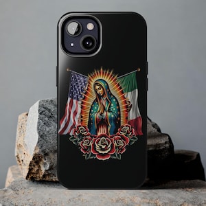 Virgen De Guadalupe Jungfrau Maria Mexikanische Flagge iPhone 15, 14, 13, Pro Max Tough iPhone Glossy Handyhülle