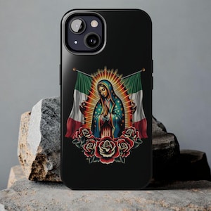 Virgen De Guadalupe Jungfrau Maria Mexikanische Flagge iPhone 15, 14, 13, Pro Max Tough iPhone Glossy Handyhülle