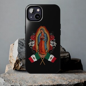 Our Lady Virgen de Guadalupe Mexikanische Flagge, iPhone 15, 14, 13, Pro Max robuste iPhone Hülle, Jungfrau Maria, Virgencita Handyhülle