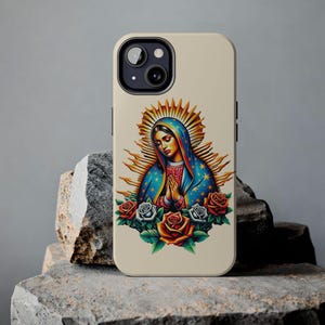 Virgen de Guadalupe Jungfrau Maria Virgencita Floral, iPhone 16, 15, 14, Pro Max robuste iPhone-Handyhülle