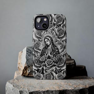 Virgen de Guadalupe Jungfrau Maria Virgencita Floral, iPhone 16, 15, 14, 13 Pro Max robuste iPhone Handyhülle