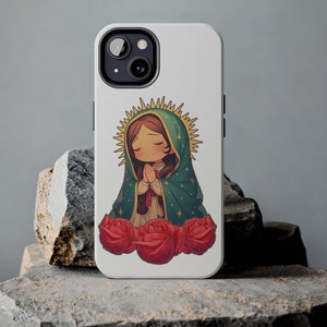 Virgen De Guadalupe Jungfrau Maria Jungfrau Maria niedlicher Chibi, iPhone 15, 14, 13, Pro Max Tough iPhone Glossy Phone Case, Handyhülle