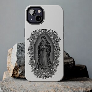 Our Lady Virgen de Guadalupe Floral Virgencita iPhone 15, 14, 13, Pro Max robuste iPhone Handyhülle, Jungfrau Maria, Handyhülle