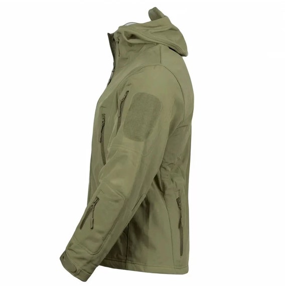 Tactical Softshell Jacket, Olive Hooded Jacket, Outdoor Windproof