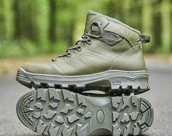 Botas oliva del ejército ucraniano, botas de combate para hombre, zapatos tácticos de cuero, botas militares impermeables, regalo militar, regalo ucraniano