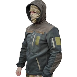 ZSU army fleece jacket, Ukrainian army jacket, Military hooded jacket, Tactical zipped jacket, Uniform jacket, Military surplus gift