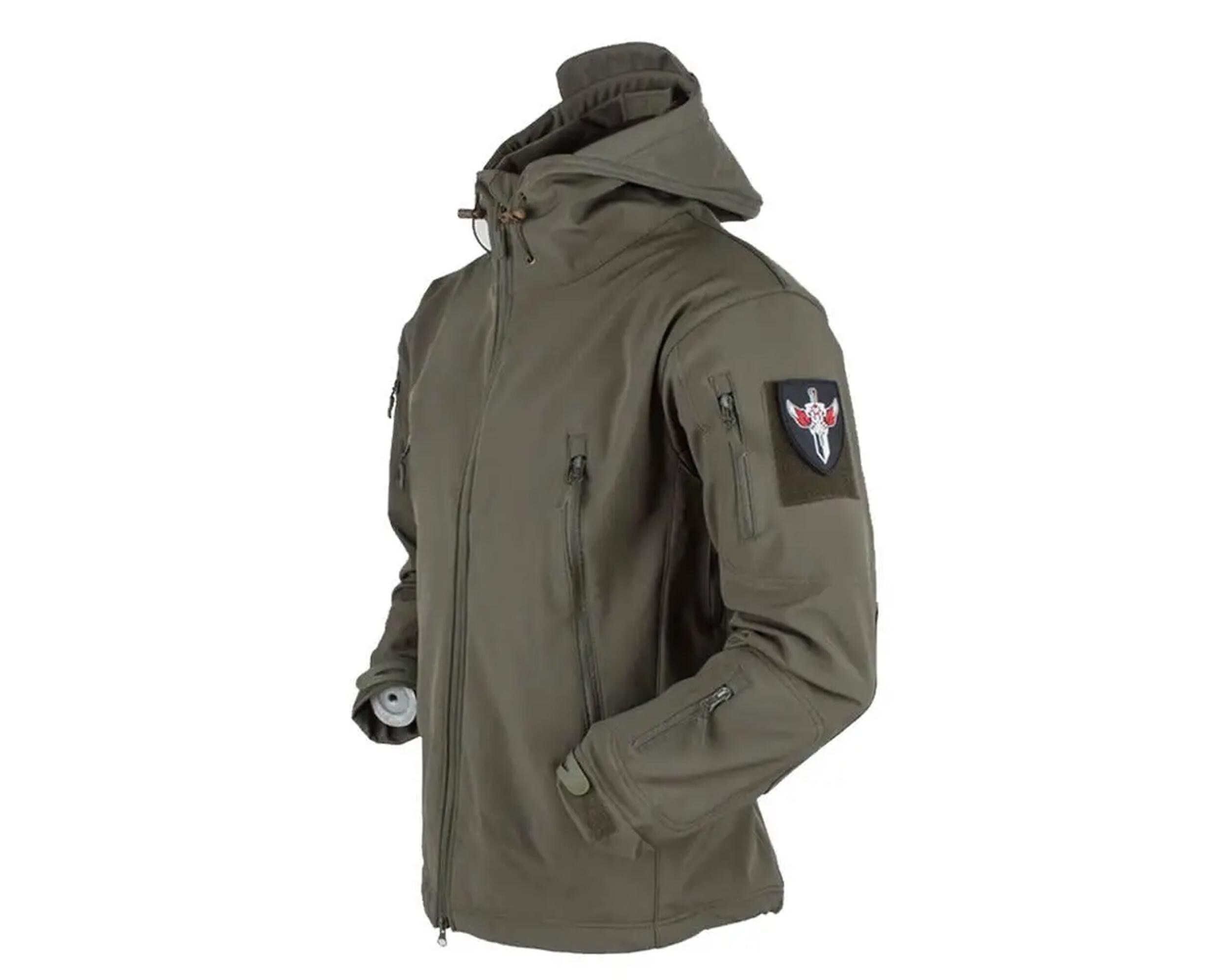 Giacca Impermeabile Soft Shell Tattica Militare Uomo, Con Pile Interno, Nera/verde/grigia