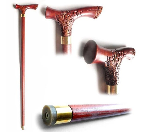 Wooden walking stick The Dragon Handcarved cane Etsy