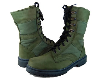 Ukrainian army boots / Winter boots / Olive work boots / Tactical ankle boots / Military surplus boots / Nubuck leather boots / Winter gift