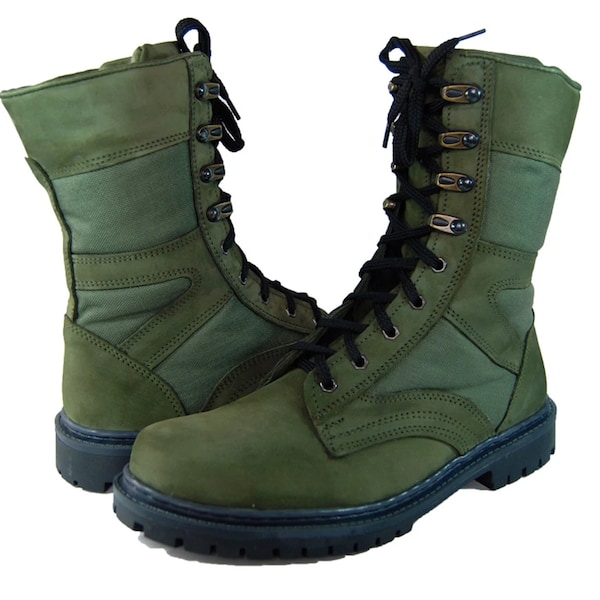 Ukrainian army boots / Winter boots / Olive work boots / Tactical ankle boots / Military surplus boots / Nubuck leather boots / Winter gift