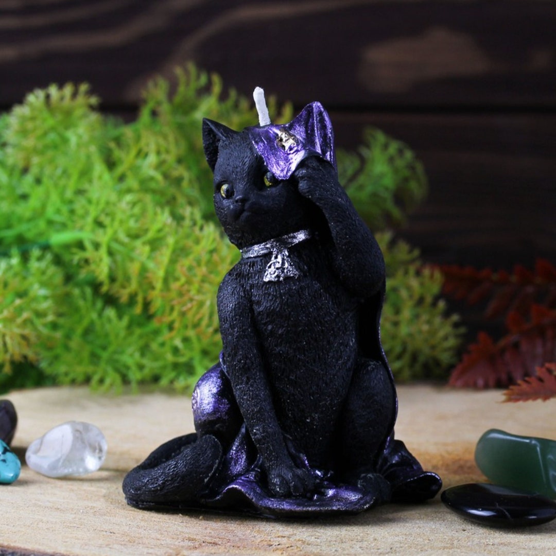 Black Cat Candle Altar Candle Halloween Cat Candle Etsy