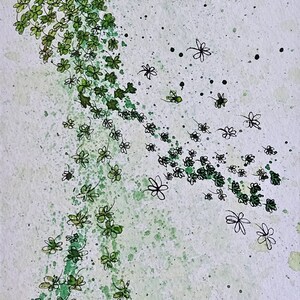 pintado à mão cartão postal | mãe da planta cartão postal | Ilustração de trevo | Presente de Dia das Mães | Arte abstrata de parede | videiras cartão postal | Pintado à mão