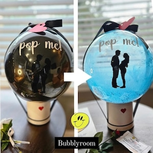 Surprise No Mess Gender Reveal balloon | All Assembled Ready to POP | Soley designed by Bubblyroom | Image with powder color pop out!