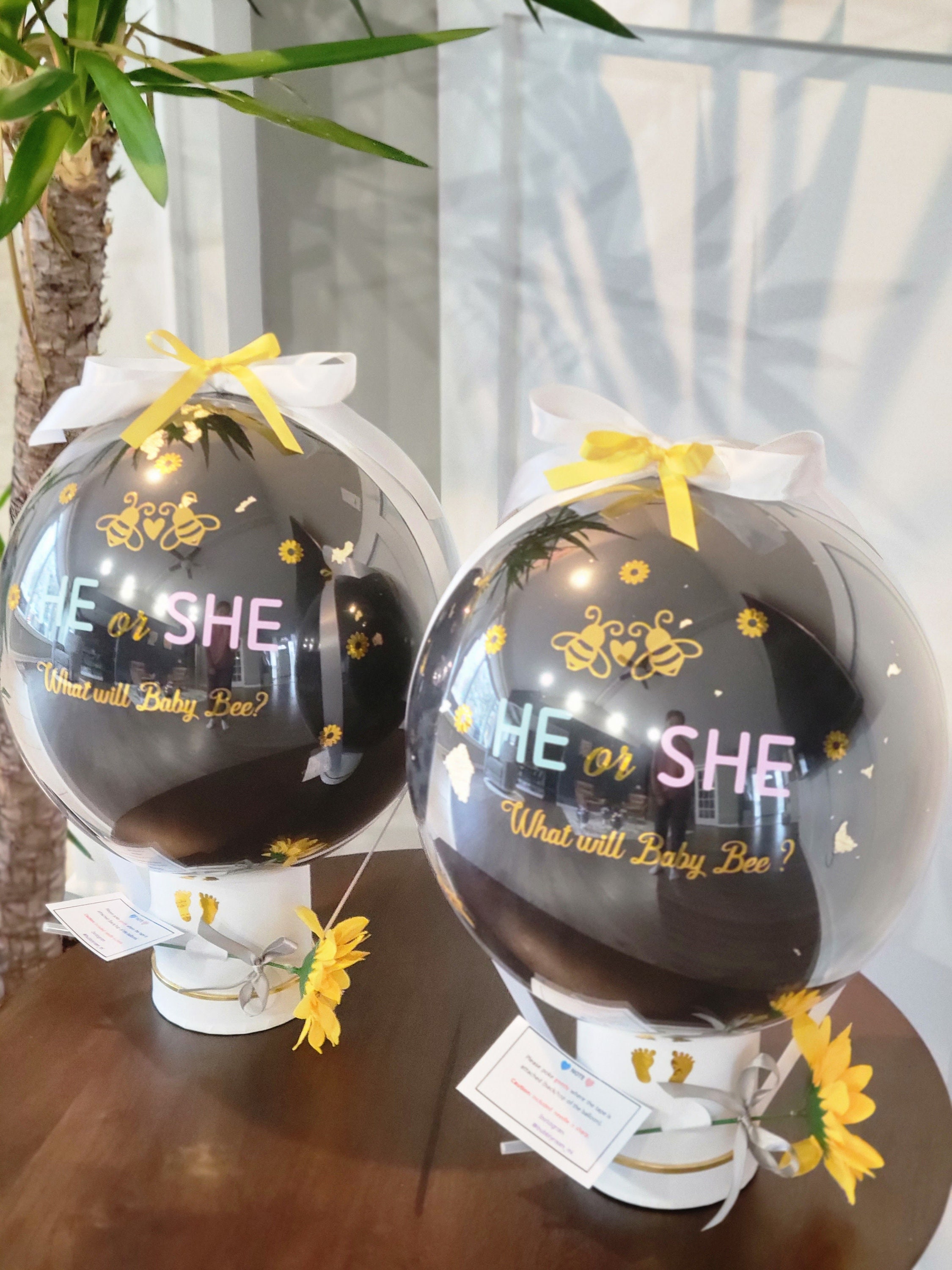 What will it bee Bee theme gender reveal party pop balloonFully assembled Not DIY No messy pop pin balloon