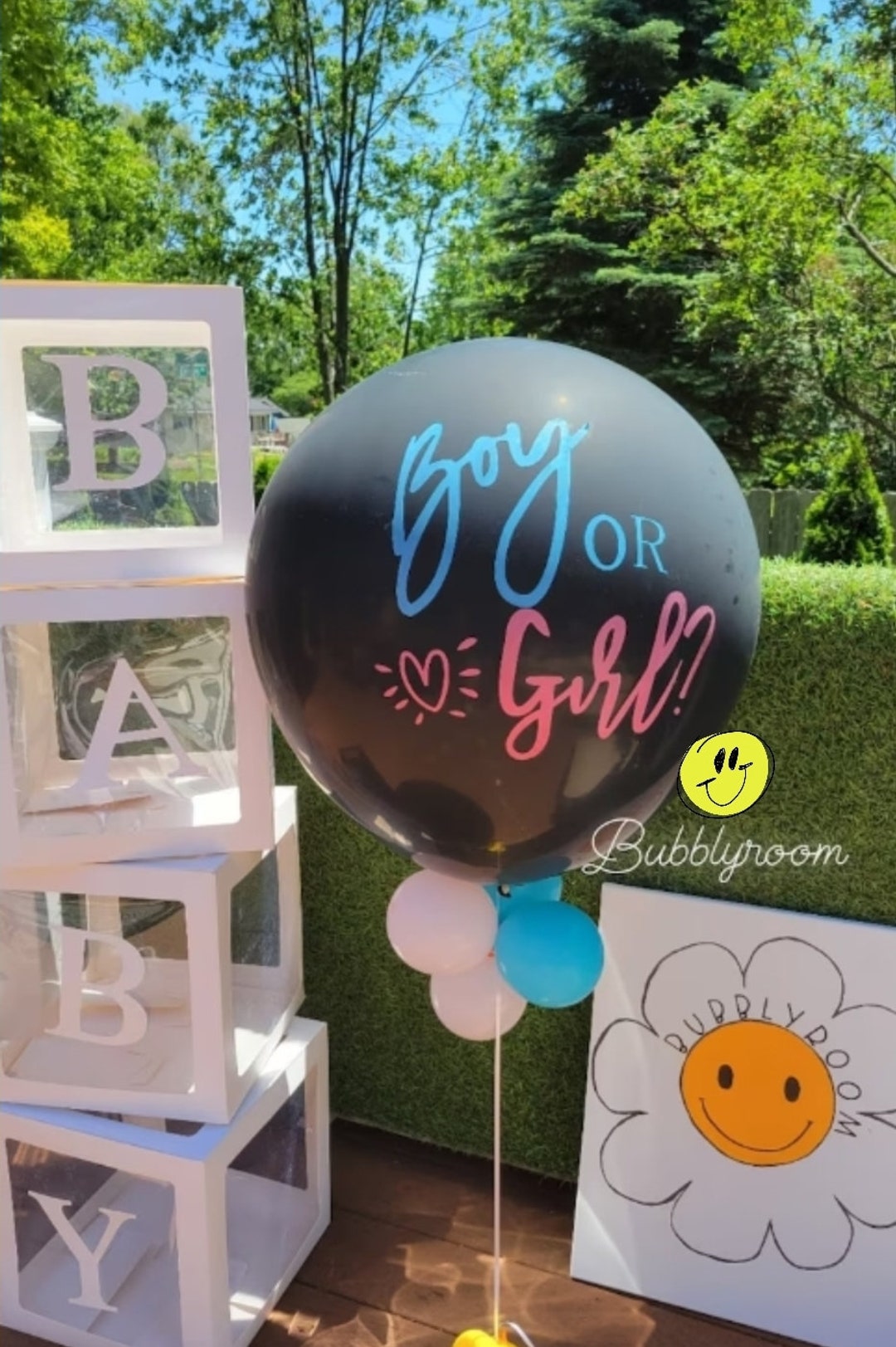 Pallone Baby Shower Boy or Girl, Kit Completo per Gender Reveal Party con  Palla e 2 Confezioni di Polvere Colorata Rosa e Blu, Scopri se è Maschio o